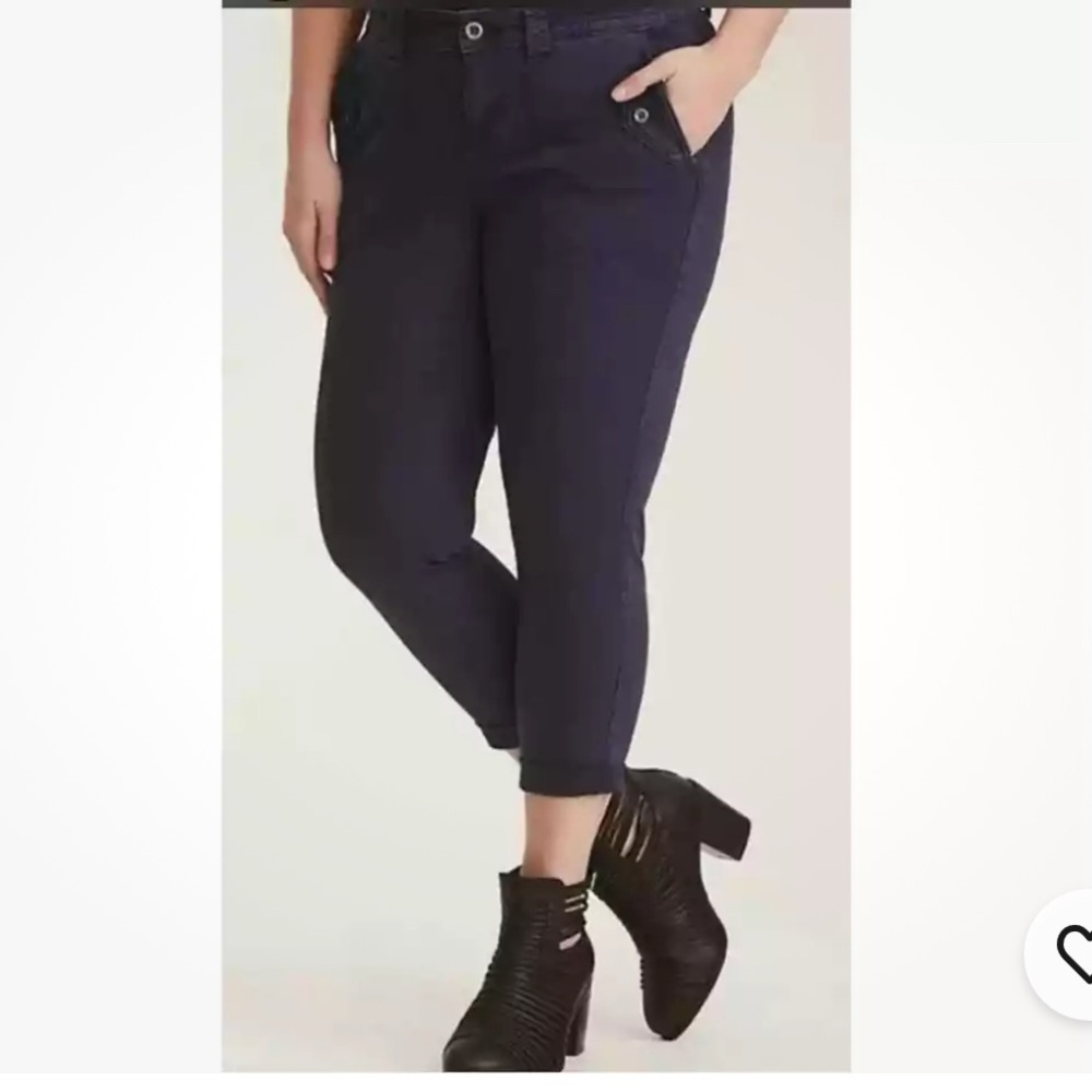 Torrid Twill Cropped Military Ankle Pants Womens 22 Blue Cotton Casual NWT
